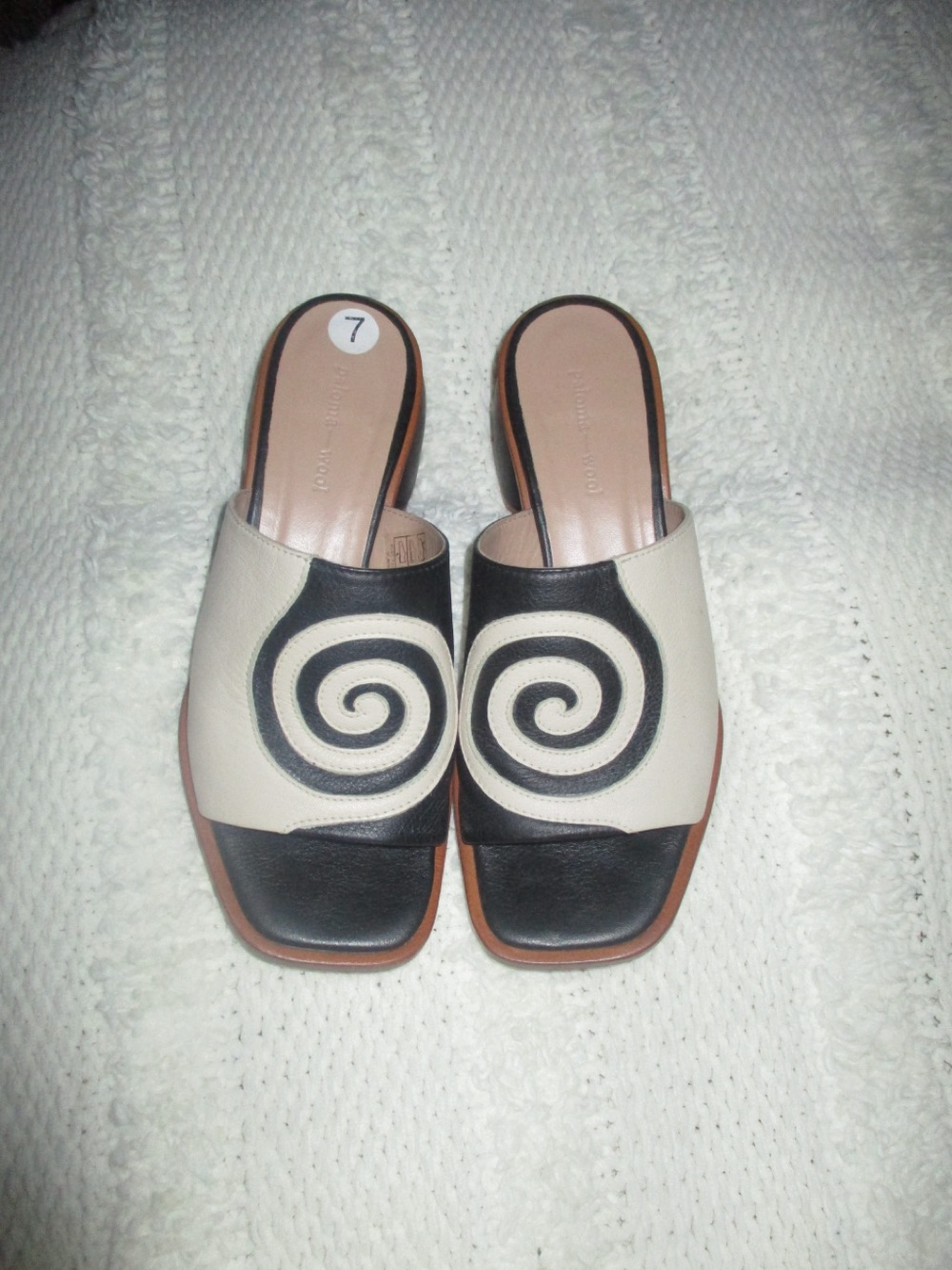 Paloma Wool Black and Cream Spiral Slide Mules